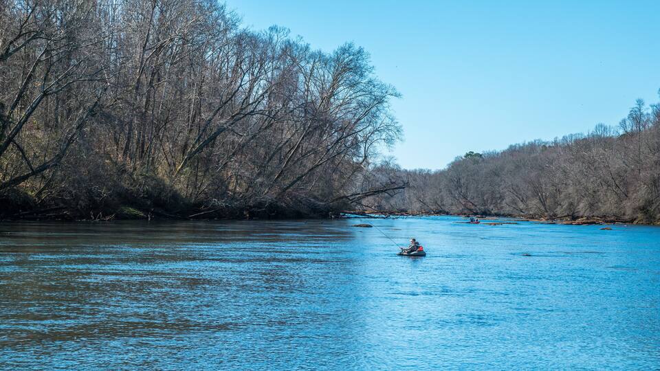 Man fishing in a float tube