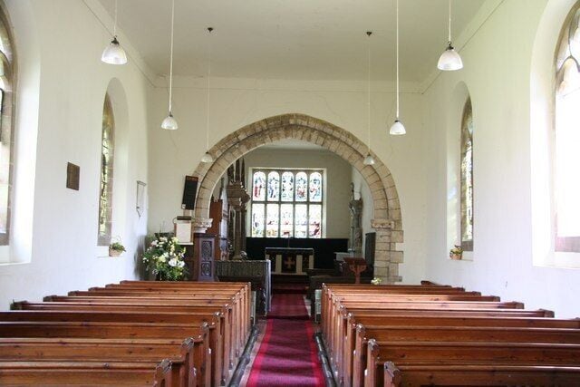 St.Michael's nave Looking east towards the splendid late 12th century chancel arch in St.Michael's church
