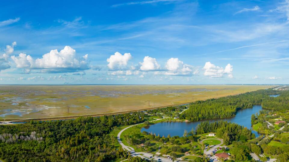 Aerial drone photo of Florida Everglades NW of Sawgrass Expressway and I75
