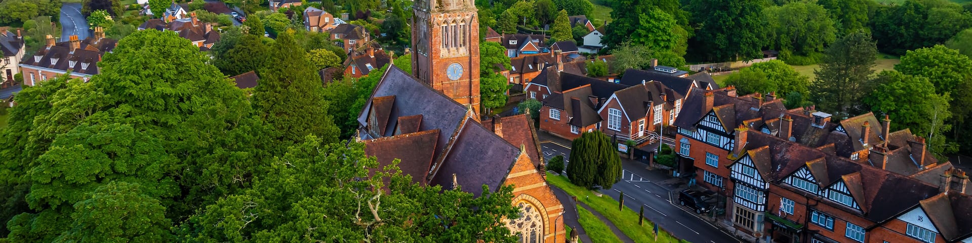 Sunrise view of Lyndhurst, a large village and civil parish situated in the New Forest National Park in Hampshire, England