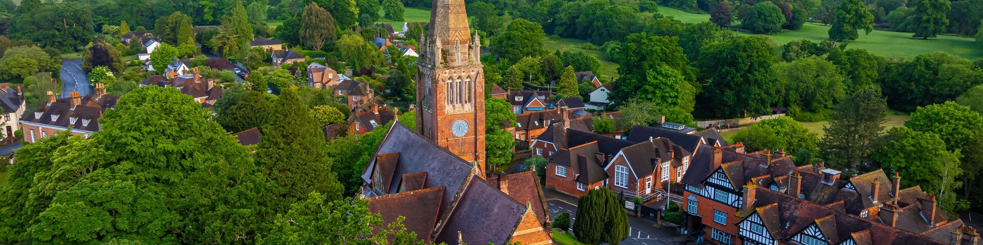 Sunrise view of Lyndhurst, a large village and civil parish situated in the New Forest National Park in Hampshire, England