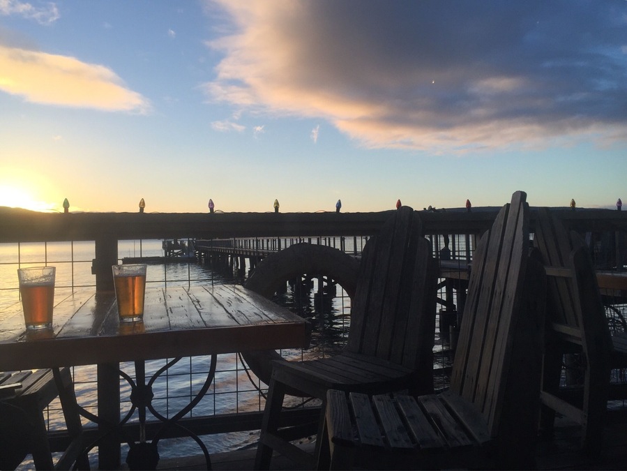 Outside seating to take in the sunset. Once the sun goes down at this time of year, it's time to go inside.