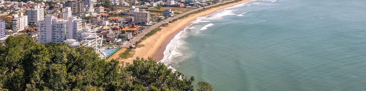 Aerial view of Itajai city and Praia Brava Beach - Balneario Camboriu, Santa Catarina, Brazil