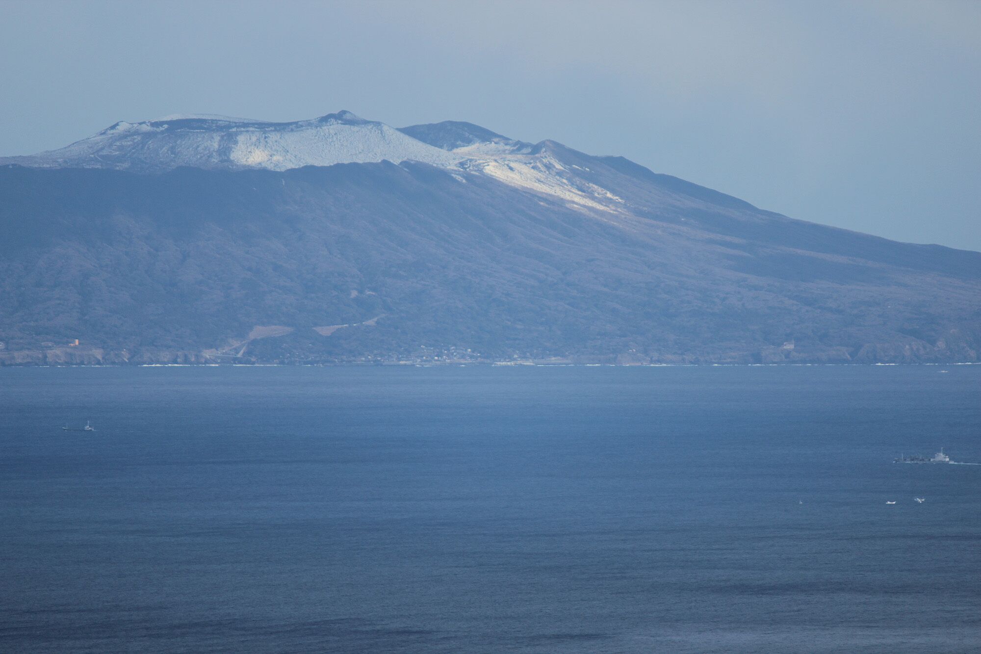 Izu Ōshima's Mount Mihara seen from the WNW. Shot at Higashiizu town in Izu Peninsula.