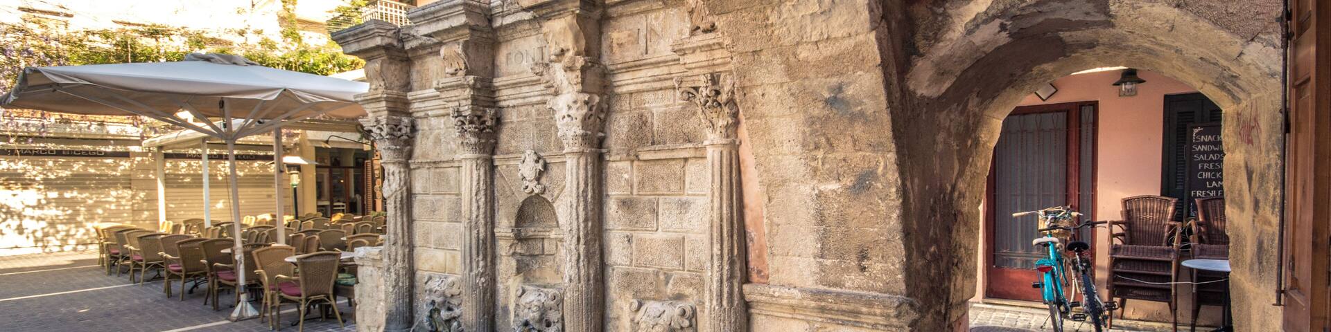 The Rimondi Fountain in the centre of the old town of Rethymnon, Crete, Greece