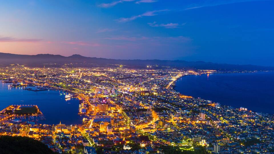 The city of Hakodate in the twilight, panorama