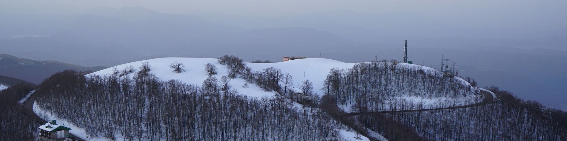 High view of Pian de Valli in the winter, Monte Terminillo mountain range, Italy
