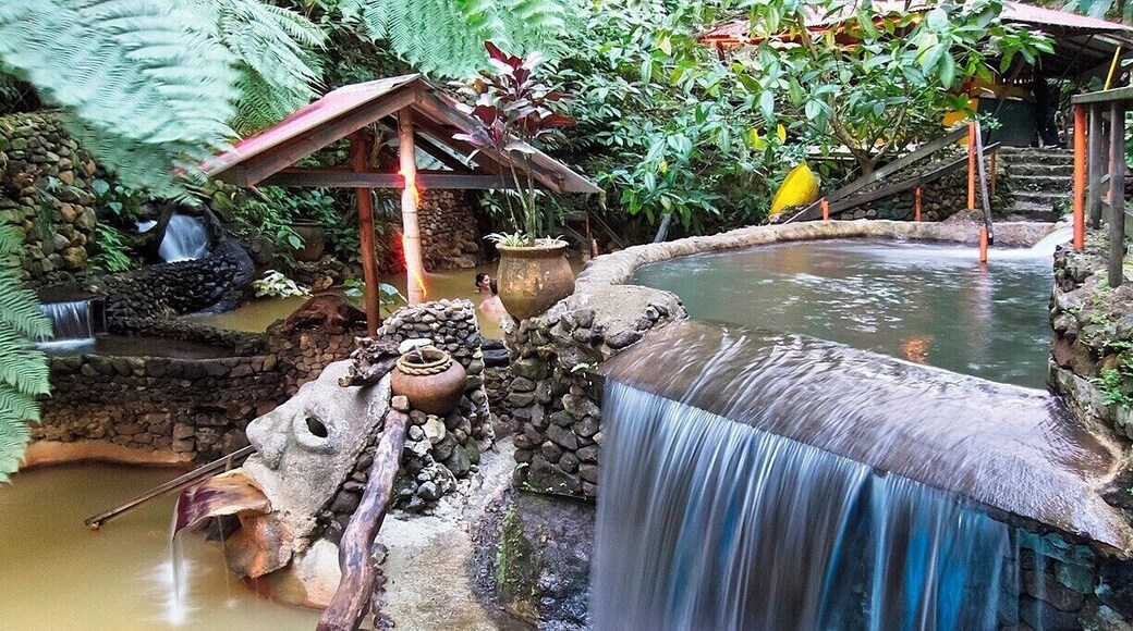 Therapeutic heaven. The cold pool is in the upper right and the hot pool is in the back. Hop between the two and your muscles will (eventually) thank you.
Tip: There is a cold waterfall at the back of the hot pool to cool your head, but you have to wade the length of the pool to get there!