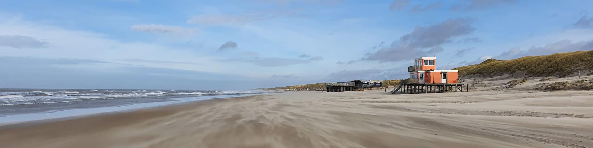 Sint Maartenszee Netherlands on the beach in mid February 2020 with beautiful weather and blue sky