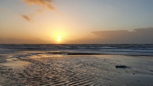 Sint Maartenszee Netherlands October 2021 colorful sunset over the sea in beautiful autumn weather