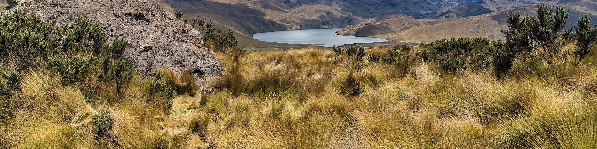 View of the Lagunas de Ozogoche in Sangay National Park, Ecuador. A side trip off the route between Banos and Cuenca, this spot is a hidden gem that hasn't yet caught the attention of most tourists or tour operators.