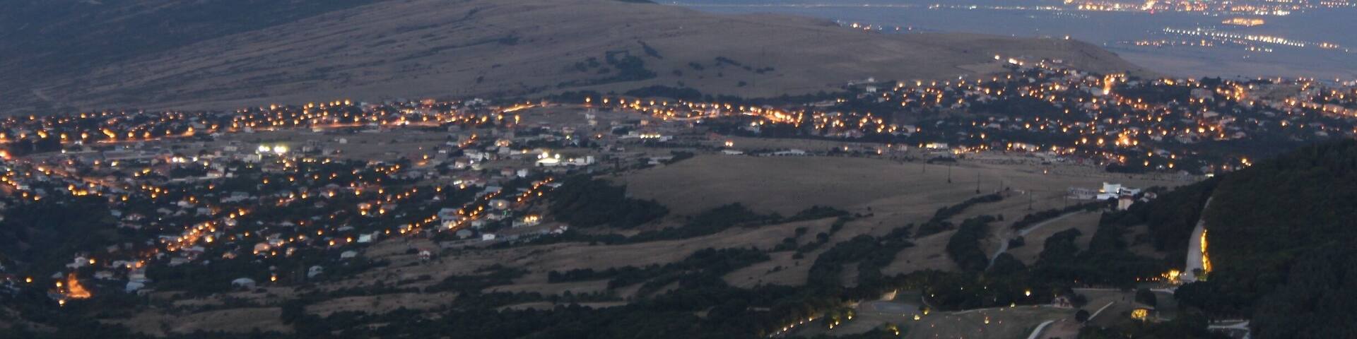 Moon rising over Tbilisi. View from a place called Kojori, Georgia.