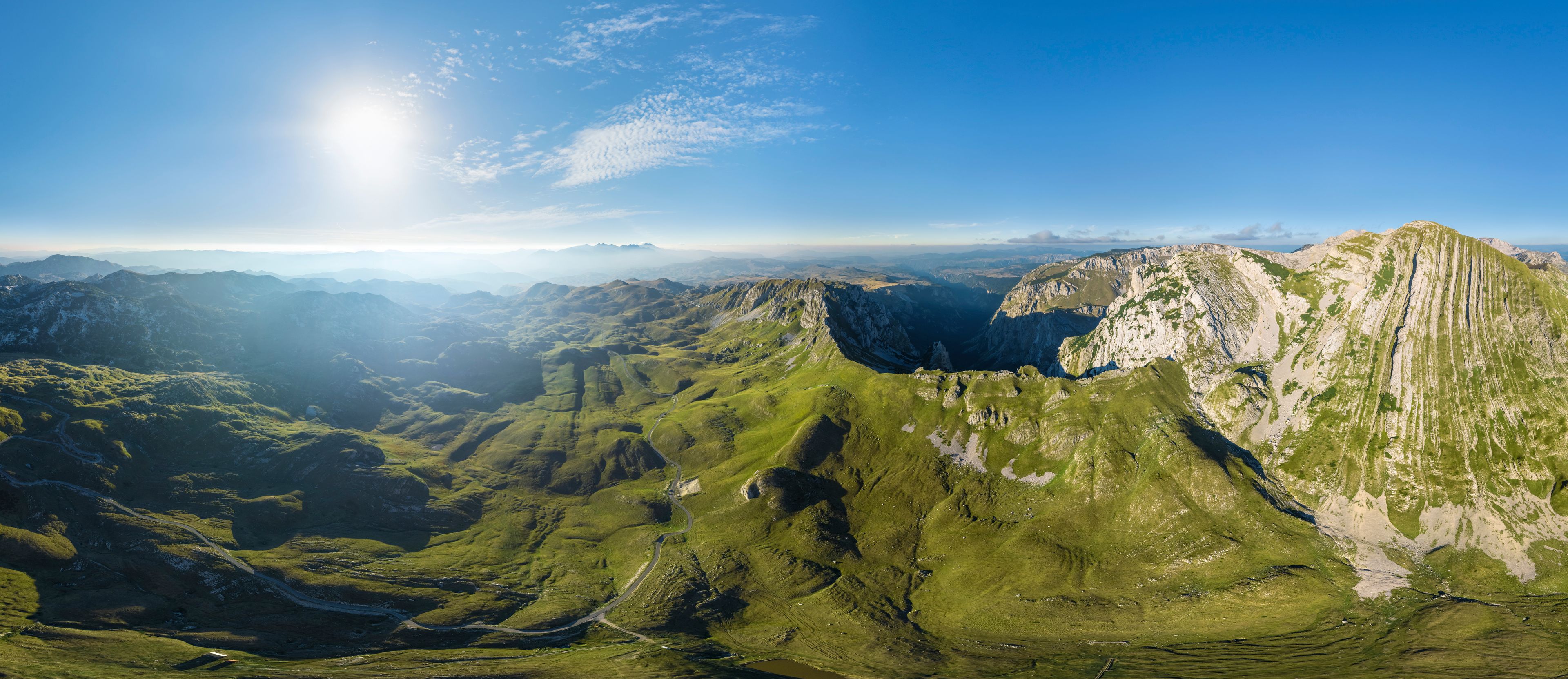 Panoramic aerial view of Bobotov Kuk mountains, Montenegro.