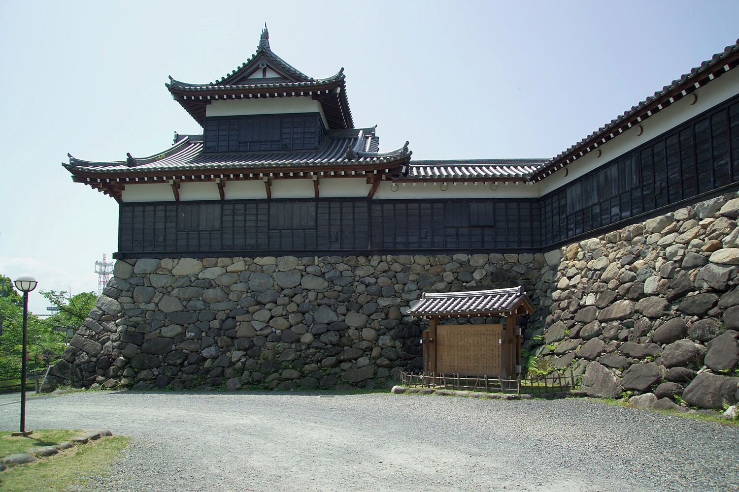 A turret atop a stone wall at Kōriyama Castle in the city of Yamatokōriyama, Nara Prefecture, Japan