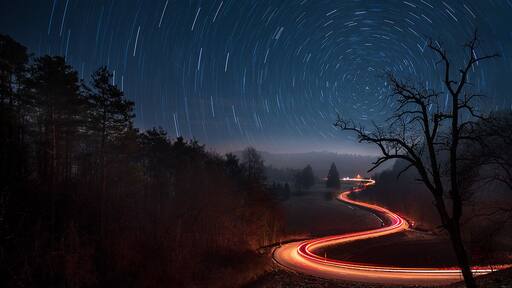 Road to the eternity. Car trails leading into the polaris with surrounding startrails.
Uploaded for a contest #BvSAstro