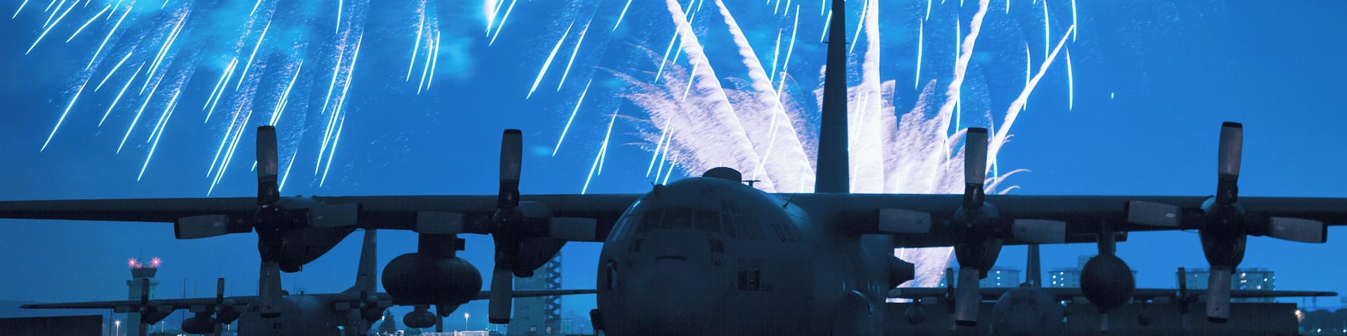 Fireworks burst over Yokota Air Base, Japan, July 4, 2012, during a celebration event. Although many festivals include spectacular fireworks displays, personal fireworks shows are strictly prohibited for all Status of Forces Agreement personnel in Japan, according to Marine Corps Bases Japan Order 11320.1, fire protection regulations and instructions. (Courtesy photo by Yasuo Osakabe/Released)
