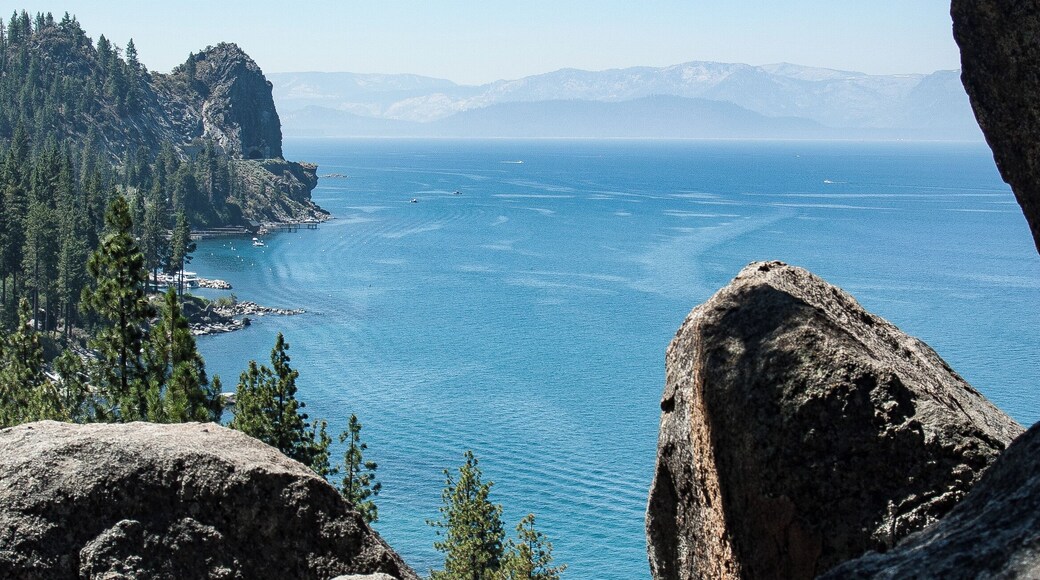 Overlooking the lake with Cave Rock in the left background