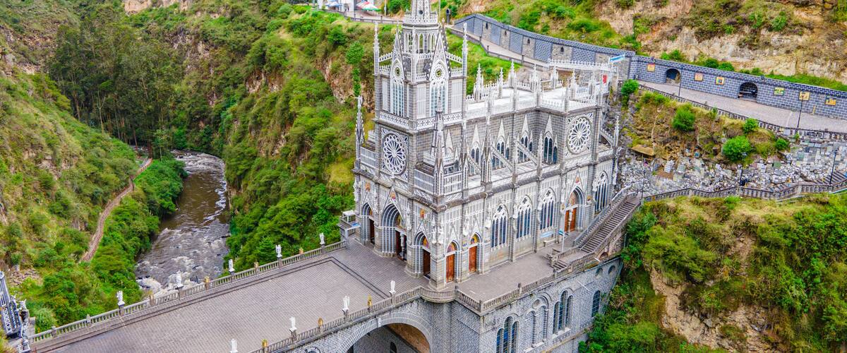 Majestic Las Lajas Sanctuary Overlooking the Gorge in Colombia