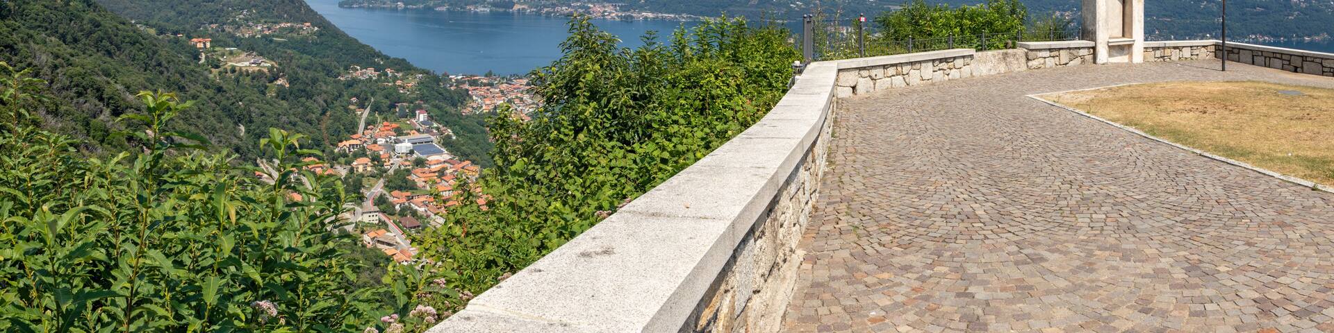 The outlook on the Lago d Orta lake from Sanstuario Madonna del Sasso.
