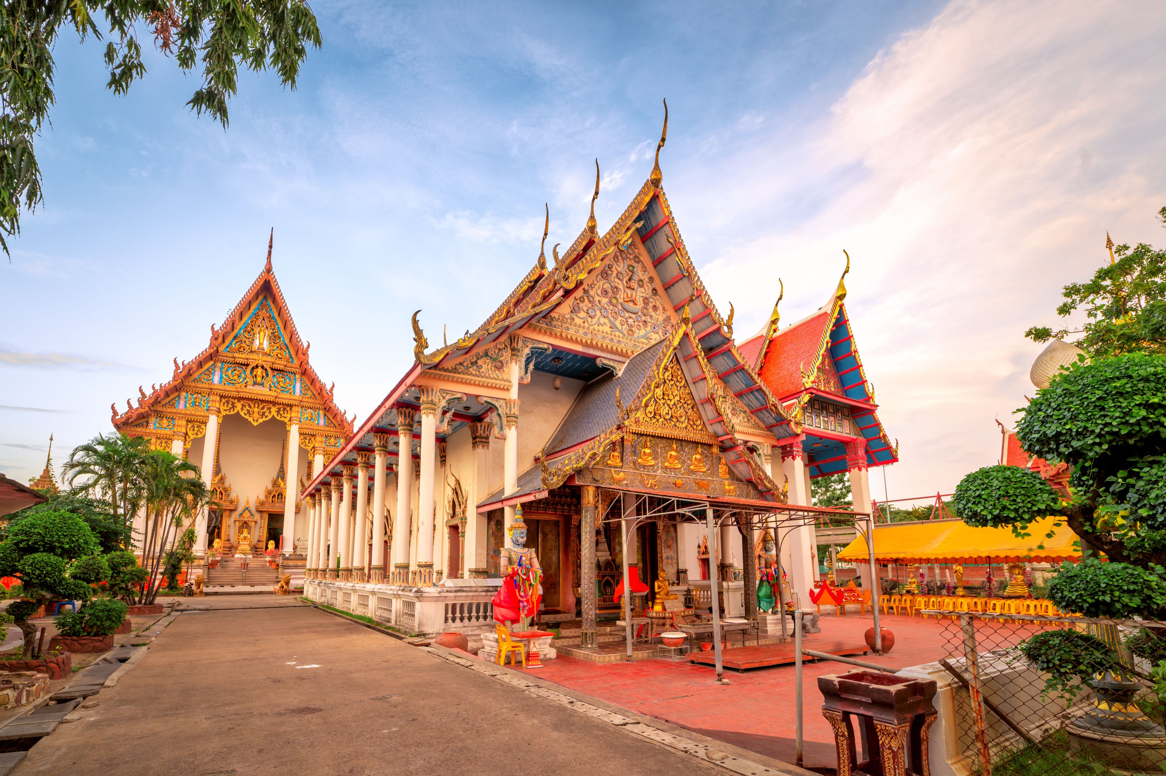 Tambon Rachathewa, Bang Phli District, Samut Prakan, Thailand, October 17, 2019 : Wat King Kaeo, Beautiful Buddhist temple