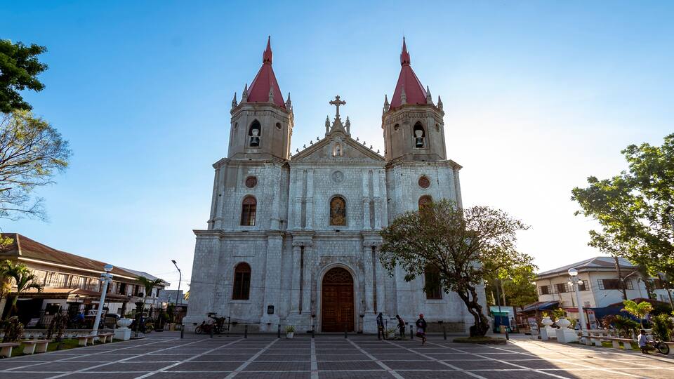 Iloilo City, Philippines - Molo Church, also known as Saint Anne Parish Church, and Molo Plaza.