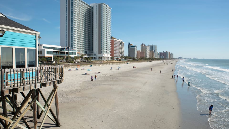 A look down the coast towards the high rise resorts of Myrtle Beach.