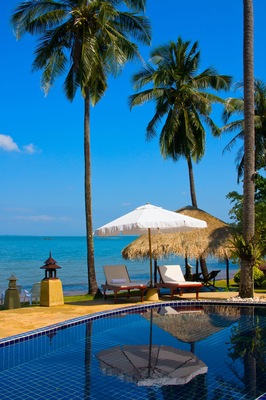 Swimming pool by the sea on island Koh Chang,Thailand