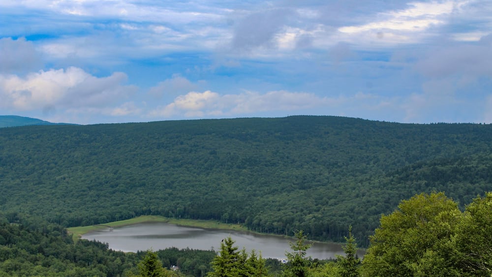 Allegheny Mountains landscape with lake and mountains