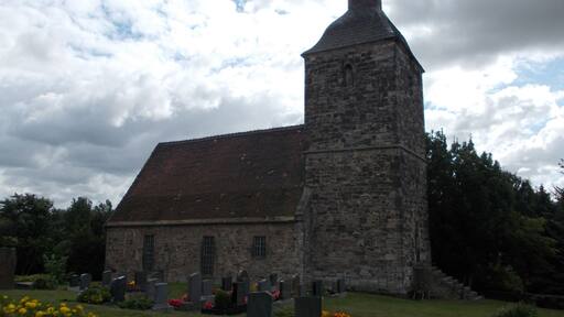 St. Cyriacus Church in Obergreisslau in the Langendorf subdivision of the town of Weissenfels (district: Burgenlandkreis, Saxony-Anhalt)