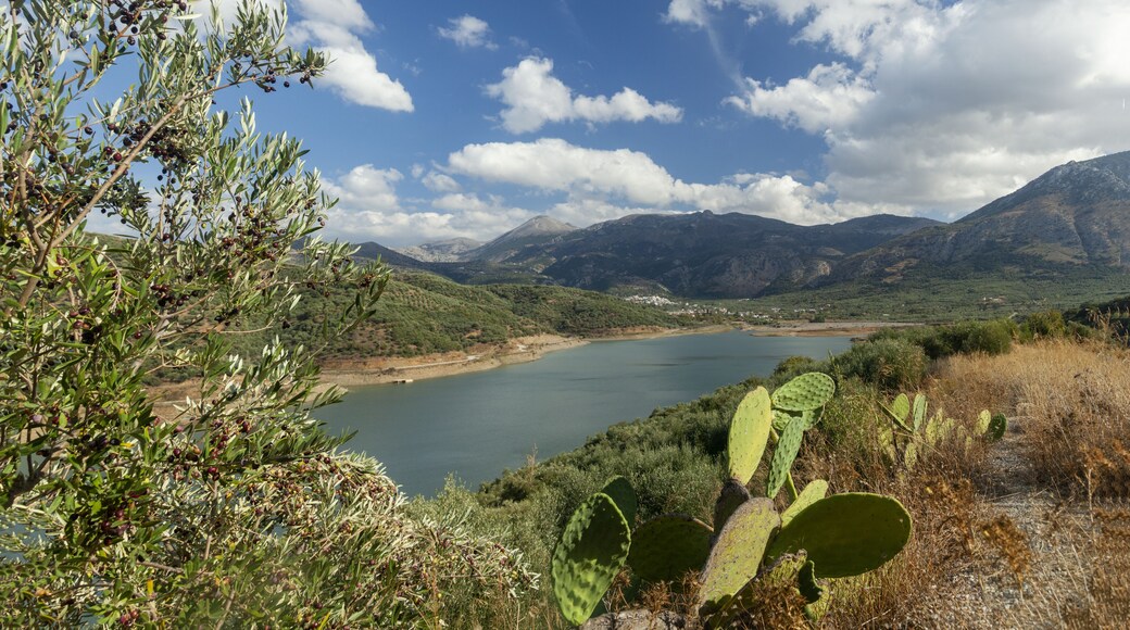 Dam lake at the dam of Aposelemis, near Heraklion town, in Crete island, Greece, Europe