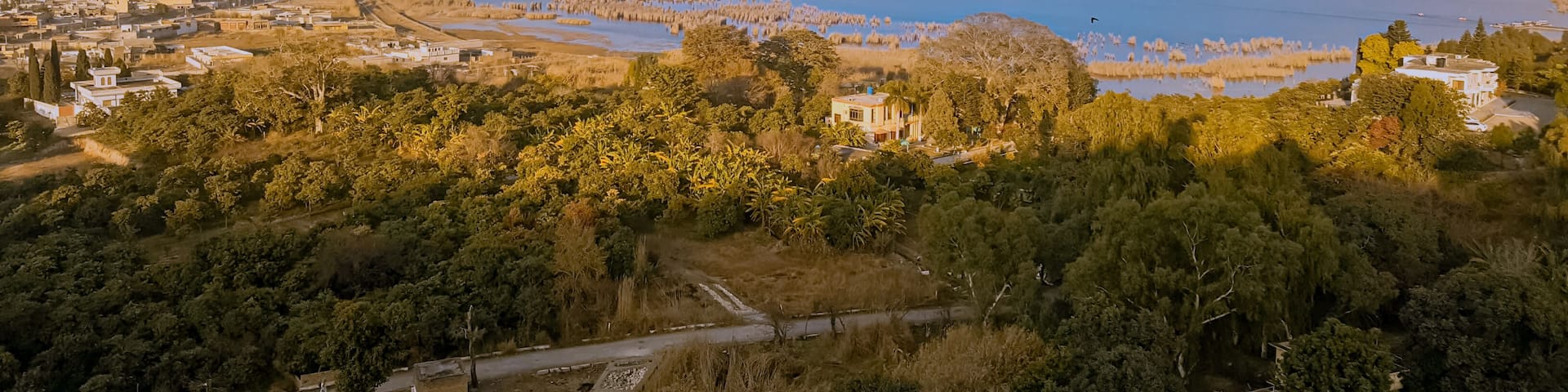Kallar Kahar Lake, Chakwal District, Punjab, Pakistan - December, 25, 2018: Famous for salt water Lake and beautiful species of birds, its a charming place with good air.