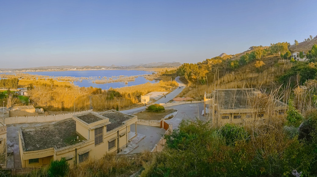 Kallar Kahar Lake, Chakwal District, Punjab, Pakistan - December, 25, 2018: Famous for salt water Lake and beautiful species of birds, its a charming place with good air.