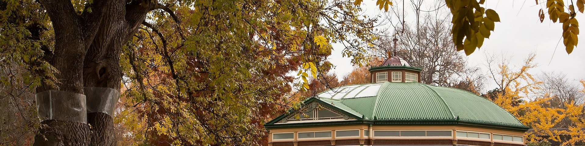 Autumn at the historic Statuary Pavilion (c1887) in the Ballarat Botanic Gardens in Victoria, Australia.