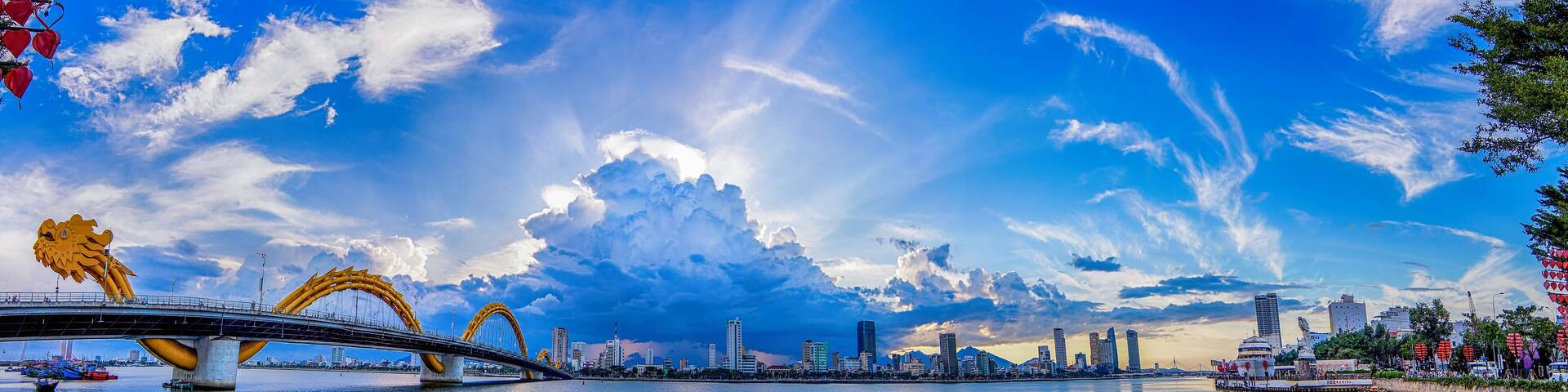 View of Dragon bridge which is a very famous destination of Da nang city, Vietnam.