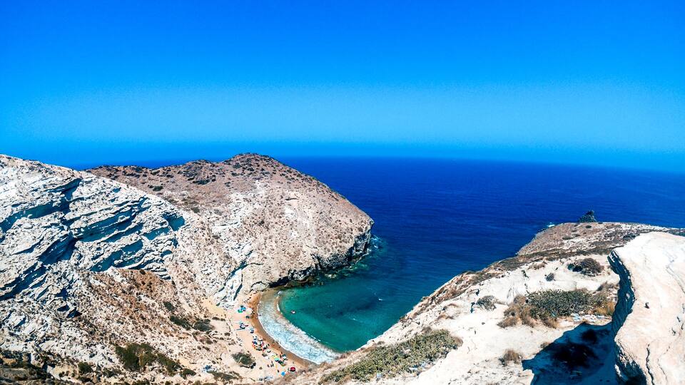 A Panoramic View of the mediterranean Sea from the Summit of a Towering Peak. seascape view of blue ocean and mountains from hilltop. Cap Figalo Ain Temouchent Algeria.