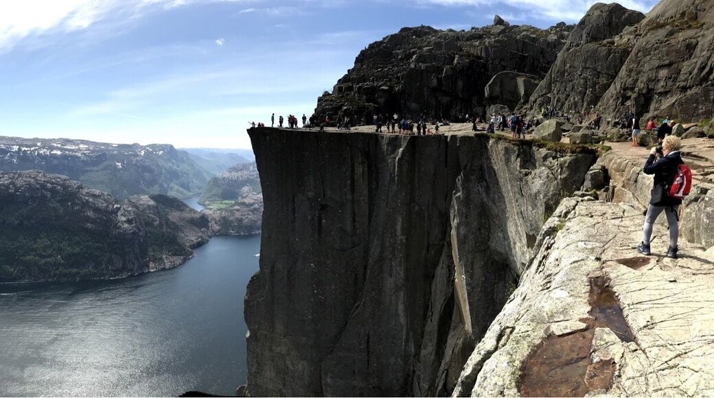 Panoramic view of Pulpit Rock overlooking the fjord