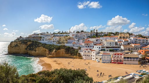 View of Carvoeiro at sunny spring day, Lagoa, Algarve, Portugal