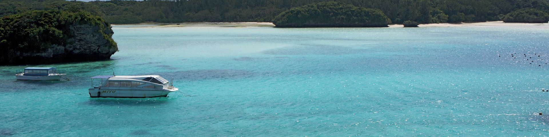 Kabira Bay of Ishigaki Island in Ishigaki City, Okinawa Prefecture, Japan. It is one of the Japan's Places of Scenic Beauty.