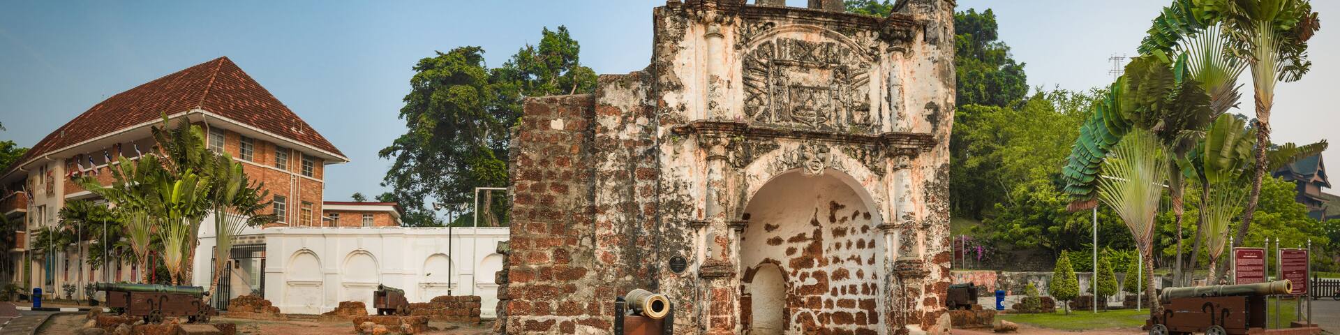Surviving gate of the A Famosa fort in Malacca, Malaysia. Panorama
