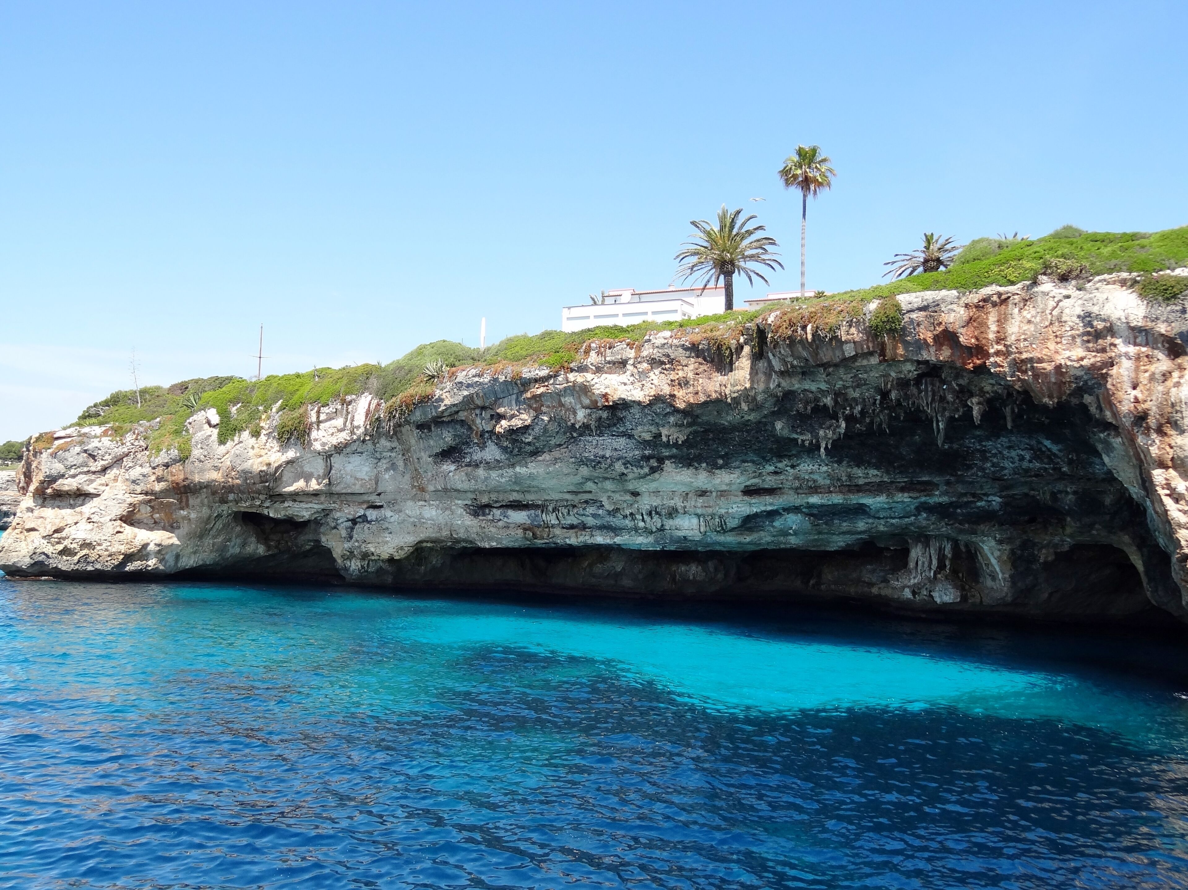 Brandungshohlkehle an der Cala Anguila in der Gemeinde Manacor, Mallorca, Spanien