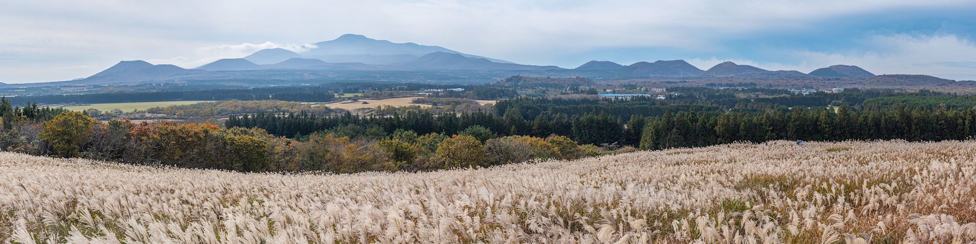 Hallasan mountain viewed from Sangumburi crater at Jeju island, Republic of Korea