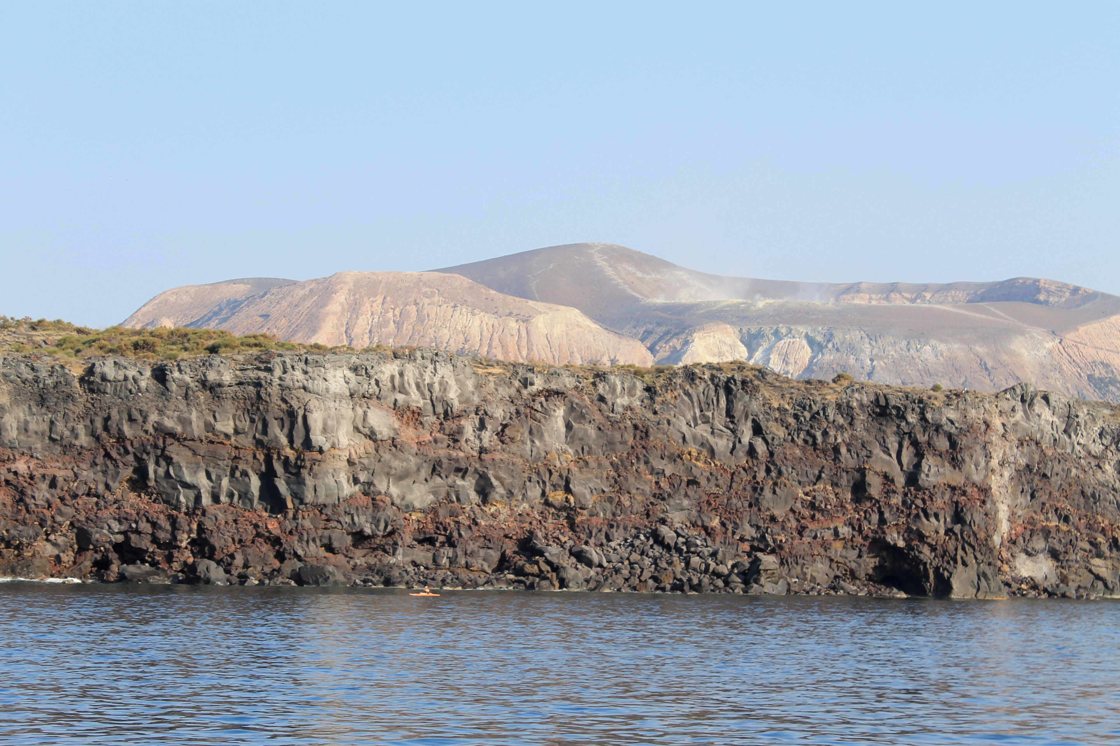 Sailing toward Porto di Ponente , along the coast of Vulcanello