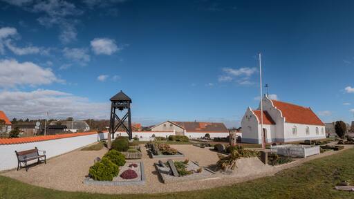 Very small church on Mandoe island in the wadden sea, Esbjerg Denmark