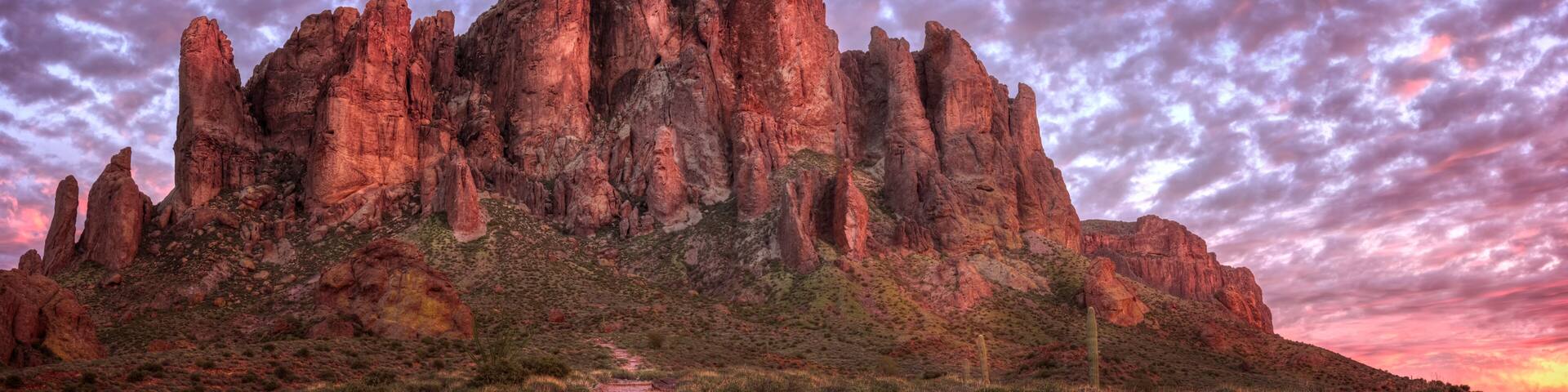 Lost Dutchman State Park - Superstition Mountains at Sunset
