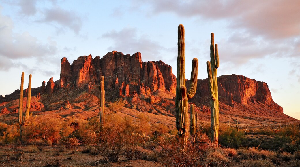 Sunset colors on Superstition Mountain
