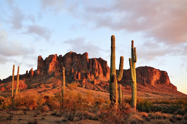 Sunset colors on Superstition Mountain