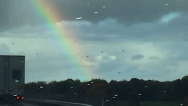 Following the rainbow over I-80 as I drove from WI to CT.