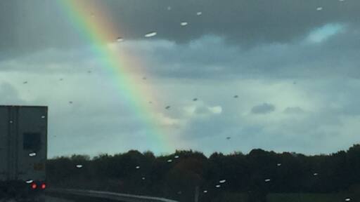 Following the rainbow over I-80 as I drove from WI to CT.
