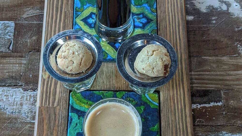 Absolutely delicious home-made, middle eastern food from Villa Mamas in Bahrain. Finished off with a coffee.