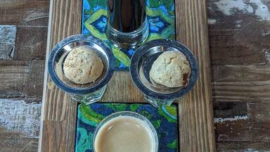 Absolutely delicious home-made, middle eastern food from Villa Mamas in Bahrain. Finished off with a coffee.